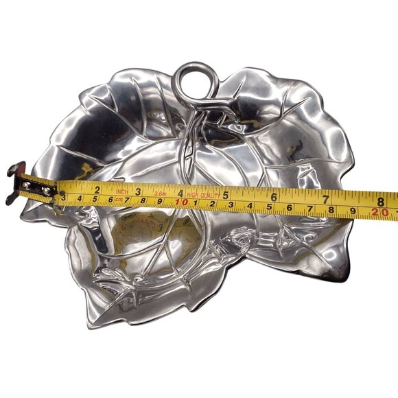 Fitz And Floyd Leaf-Shaped Metal Serveware Snack Tray Bowl Candy Dish Trinket - Picture 7 of 11